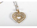 14k Yellow And White Gold Filigree Heart Pendant Necklace