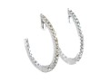 14k White Gold White Sapphire Hoop Earrings