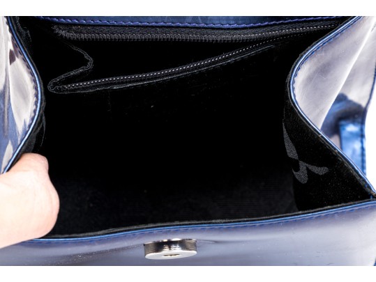 Salvatore Ferragamo Blue-Metallic Hand Bag