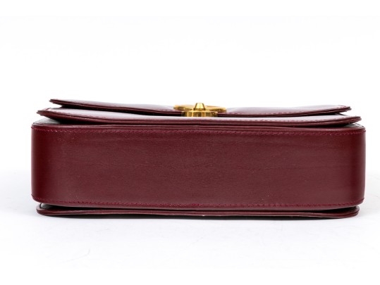 Gucci Striking Vintage Burgundy Leather Top Handle Bag, Decorative Clasp