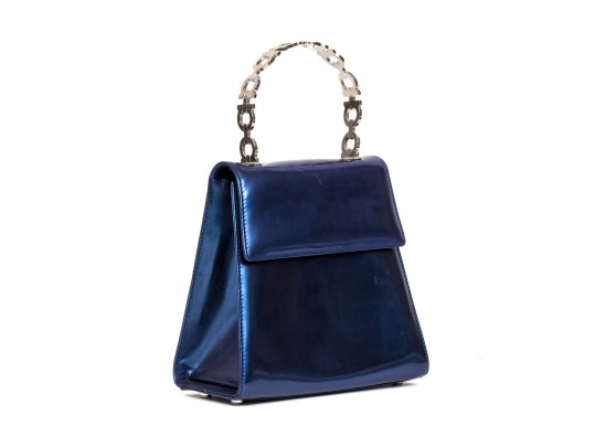 Salvatore Ferragamo Blue-Metallic Hand Bag
