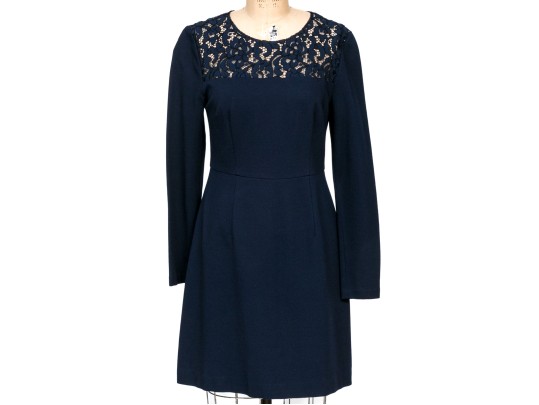 Trina Turk Lovely Navy Blue Lace Panel Dress, Size 10