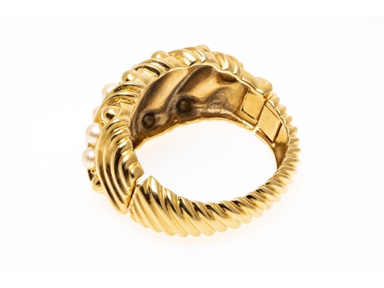 Yves Saint Laurent Faux Pearl Hinged Bracelet