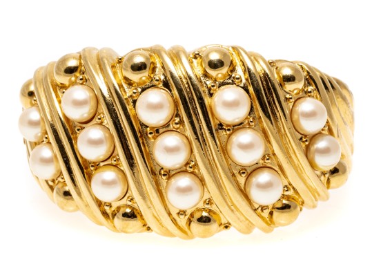 Yves Saint Laurent Faux Pearl Hinged Bracelet
