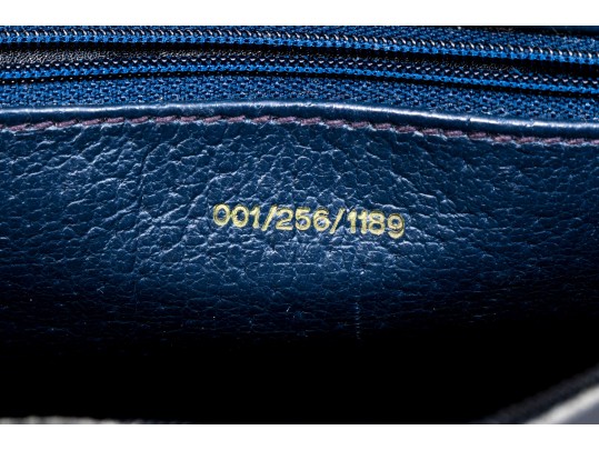 Elegant Dark Navy Blue Leather Gucci Shoulder Bag