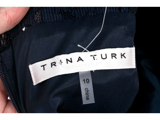 Trina Turk Lovely Navy Blue Lace Panel Dress, Size 10