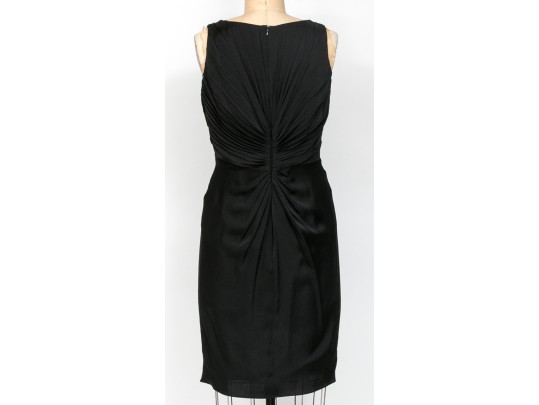 Armani Collezioni Fabulous Ruched Black Silk Sleeveless Dress, Size 10