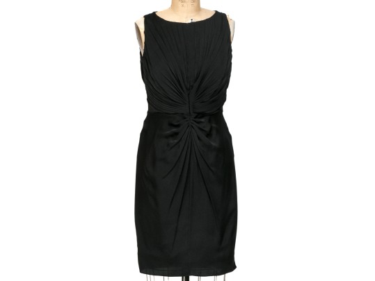 Armani Collezioni Fabulous Ruched Black Silk Sleeveless Dress, Size 10