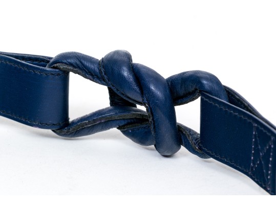 Gucci Fabulous Vintage Blue Leather Know And Gunmetal Tone Circle Belt