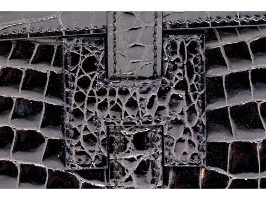 Stunning Black Italian Leather Envelope Clutch