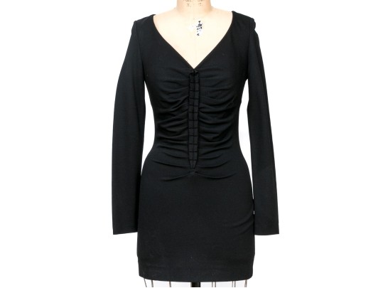 Escada Fabulous Ruched Knit Little Black Dress, Size 36
