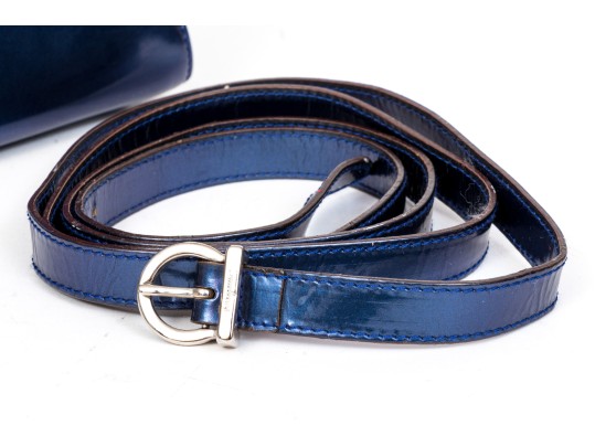Salvatore Ferragamo Blue-Metallic Hand Bag