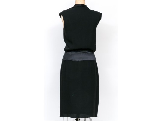 Emmanuel Ungaro Fabulous Black Satin Trimmed Sleeveless Dress