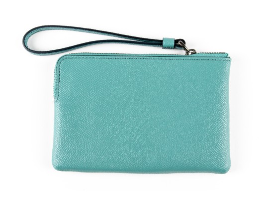 Coach Blue Green Leather Corner Zip Wristlet, NWT, $75