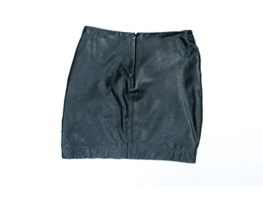 Nicole Miller Stunning Black Silk And Leather Bedazzled Mini Skirt, Size 2, NWT, Retail $485