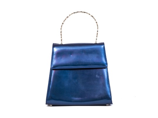 Salvatore Ferragamo Blue-Metallic Hand Bag