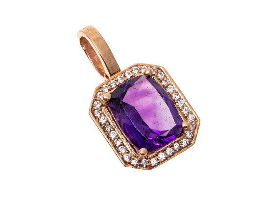 Dainty 10K Rose Gold Amethyst Pendant
