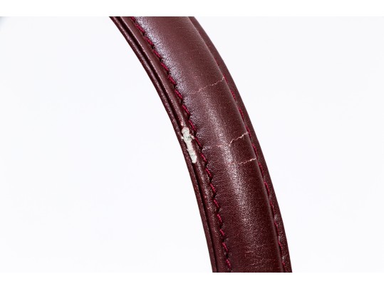 Gucci Striking Vintage Burgundy Leather Top Handle Bag, Decorative Clasp