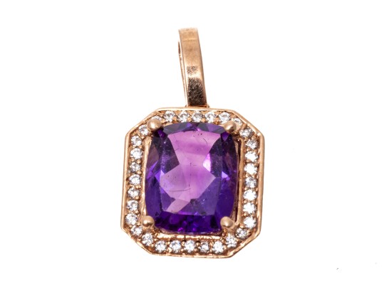 Dainty 10K Rose Gold Amethyst Pendant