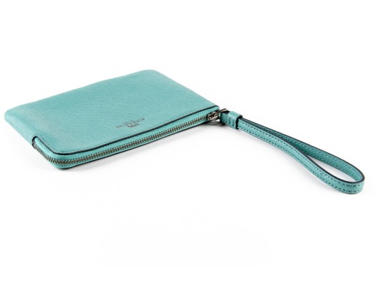 Coach Blue Green Leather Corner Zip Wristlet, NWT, $75