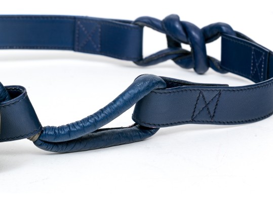 Gucci Fabulous Vintage Blue Leather Know And Gunmetal Tone Circle Belt