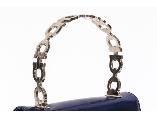Salvatore Ferragamo Blue-Metallic Hand Bag