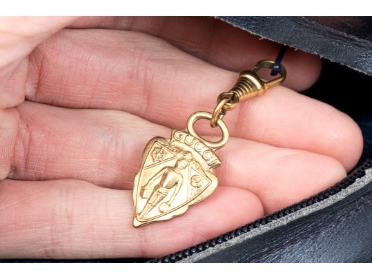 Elegant Dark Navy Blue Leather Gucci Shoulder Bag