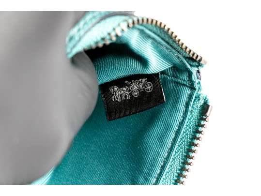Coach Blue Green Leather Corner Zip Wristlet, NWT, $75