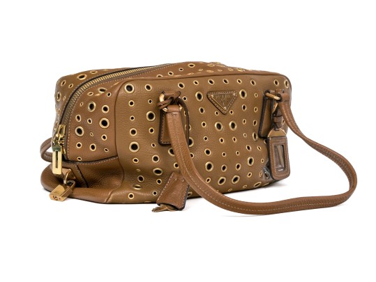 Prada Leather Grommet Handbag