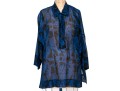 Escada  Breezy Black And Blue Cotton And Silk Sheer Tunic, Size 46