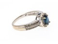 14K White Gold Sapphire And Diamond Halo Ring, Size 6