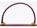 Gucci Striking Vintage Burgundy Leather Top Handle Bag, Decorative Clasp