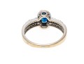 14K White Gold Sapphire And Diamond Halo Ring, Size 6
