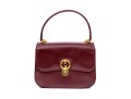 Gucci Striking Vintage Burgundy Leather Top Handle Bag, Decorative Clasp