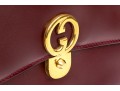 Gucci Striking Vintage Burgundy Leather Top Handle Bag, Decorative Clasp