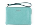 Coach Blue Green Leather Corner Zip Wristlet, NWT, $75