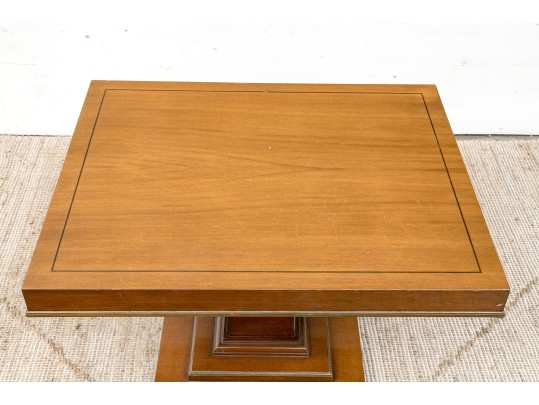 Vintage Pediatal Base Mid Century Wood End Table 
