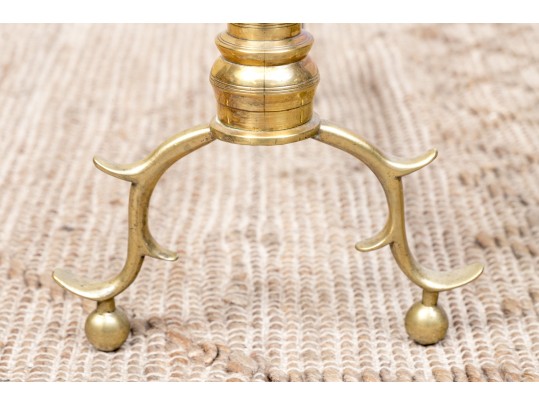 Pair Of American Brass Andirons, Ca. 1800-20