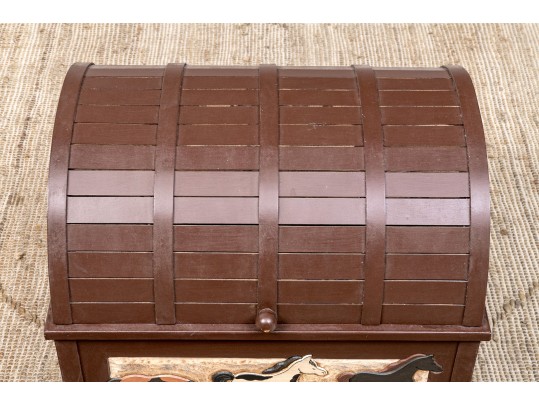 Vintage Paint Decorated Wooden Trunk