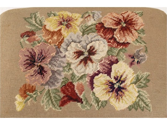 French Style Bench With Pansy Needlepoint