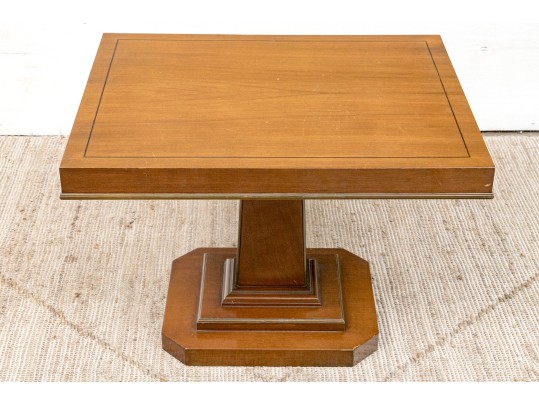 Vintage Pediatal Base Mid Century Wood End Table 