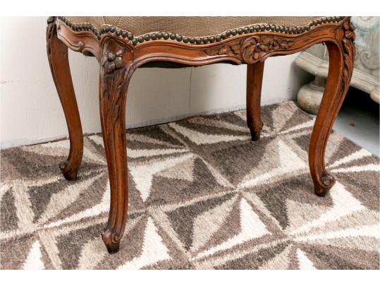 French Style Bench With Pansy Needlepoint