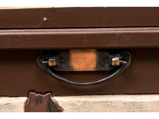 Vintage Paint Decorated Wooden Trunk