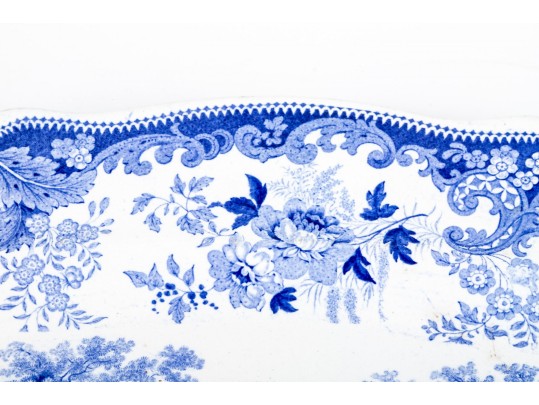 19th C. Blue & White English  Ironstone Platter By Davenport