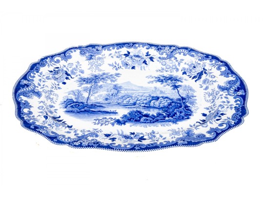 19th C. Blue & White English  Ironstone Platter By Davenport