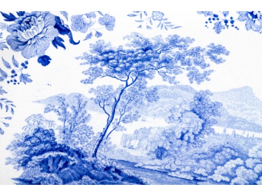 19th C. Blue & White English  Ironstone Platter By Davenport