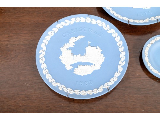 Group Of 6 Wedgwood Blue Jasperware Dishes 