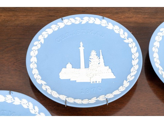 Group Of 6 Wedgwood Blue Jasperware Dishes 