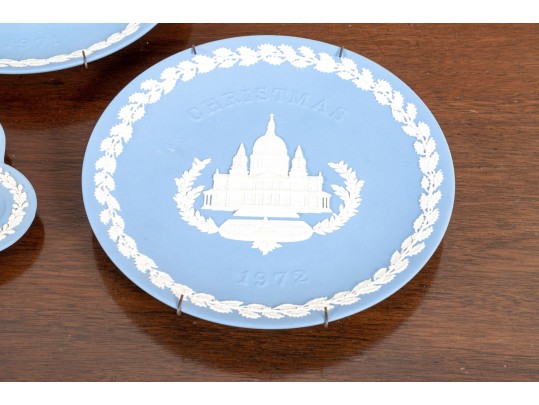 Group Of 6 Wedgwood Blue Jasperware Dishes 