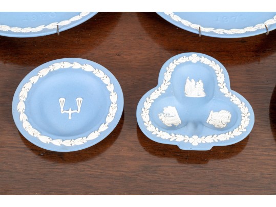 Group Of 6 Wedgwood Blue Jasperware Dishes 